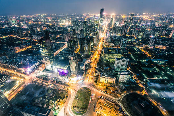 nanjing skyline at night, china.